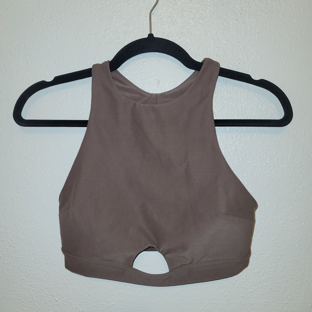 Abercrombie and Fitch Light Cocoa Brown High Neck Sports Bra